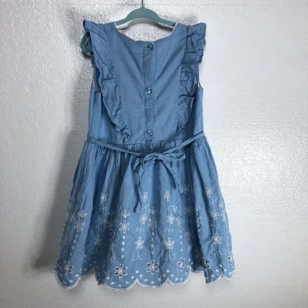 Little Lass Blue Dress With White Flowers Girls Toddler Size 5